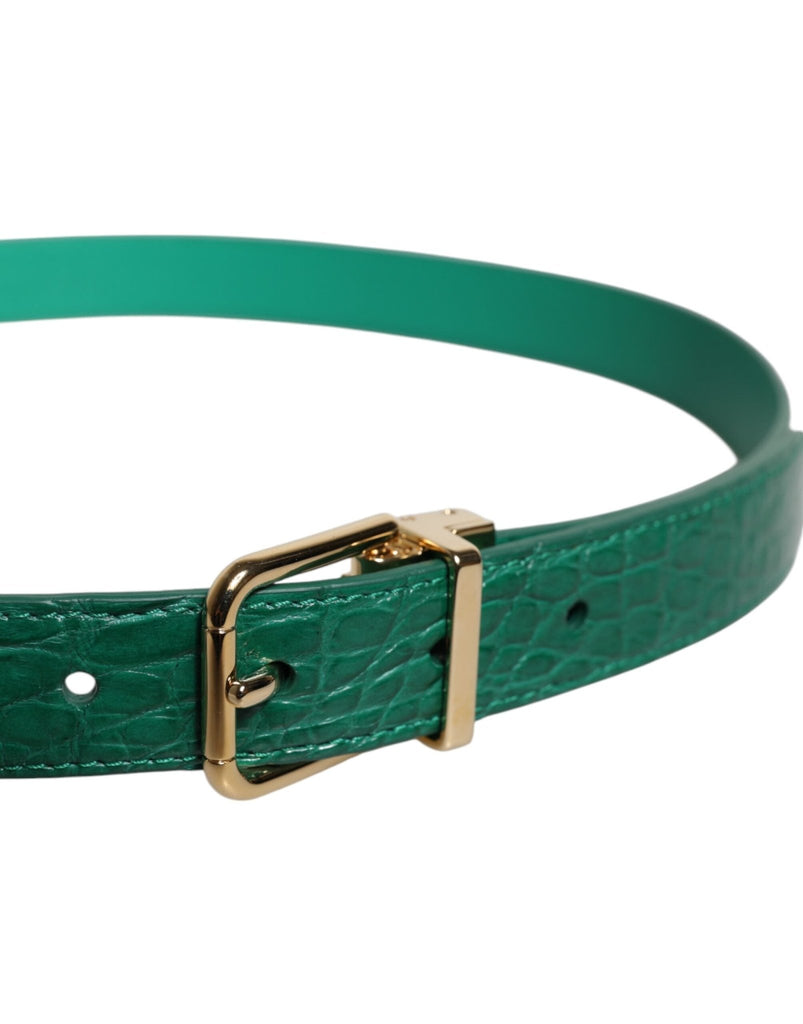 Dolce & Gabbana Green Leather Logo Metal Waist Buckle Belt - Beyzy Store - Dolce & Gabbana