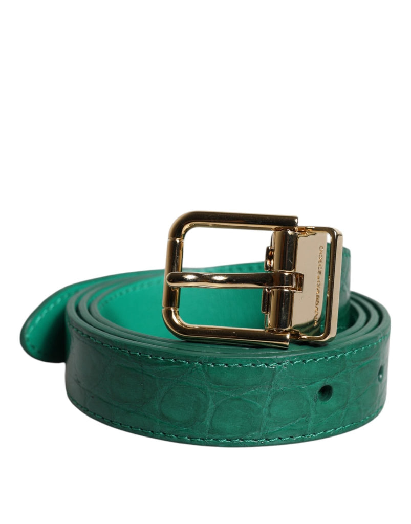 Dolce & Gabbana Green Leather Logo Metal Waist Buckle Belt - Beyzy Store - Dolce & Gabbana