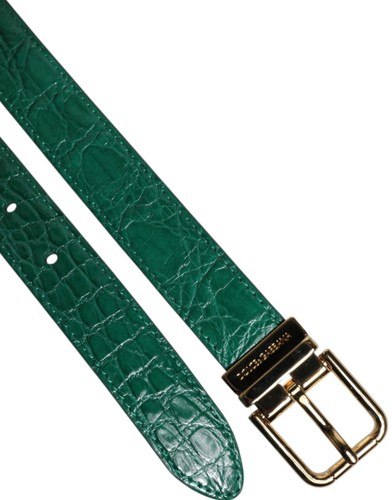 Dolce & Gabbana Green Leather Logo Metal Waist Buckle Belt - Beyzy Store - Dolce & Gabbana