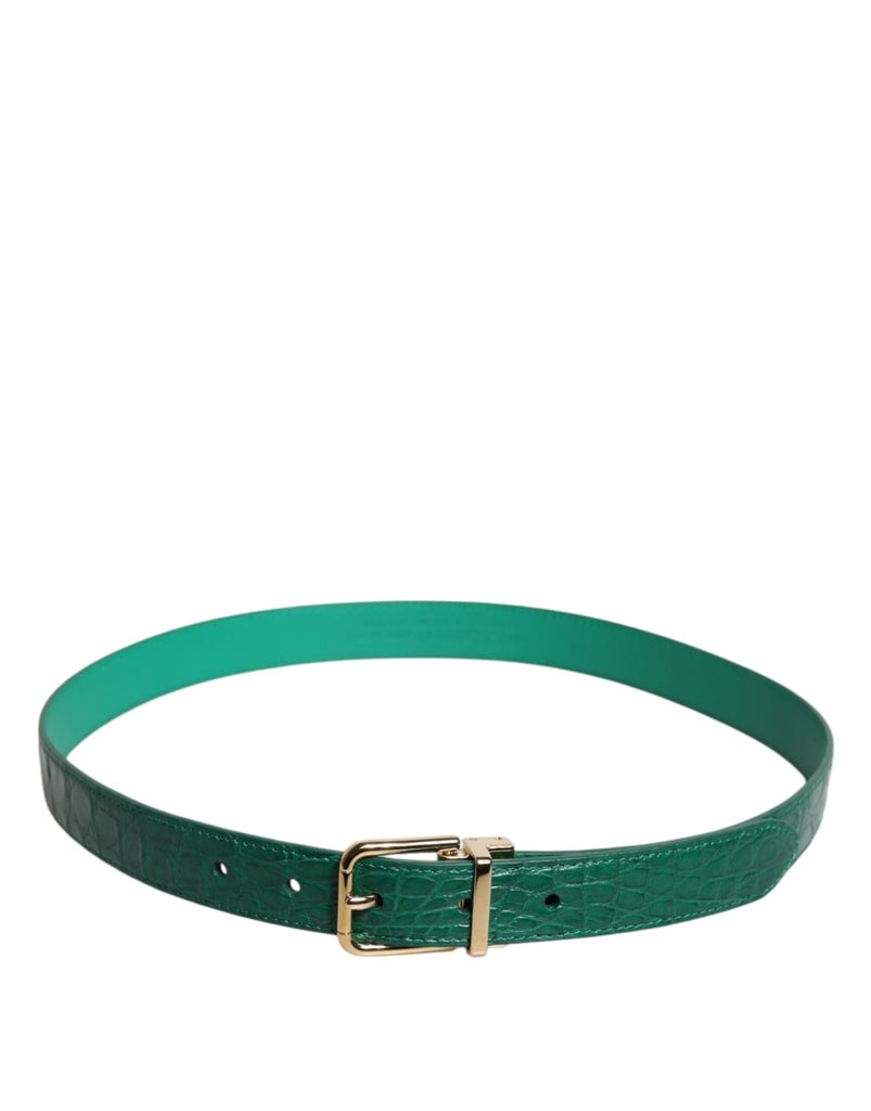 Dolce & Gabbana Green Leather Logo Metal Waist Buckle Belt - Beyzy Store - Dolce & Gabbana
