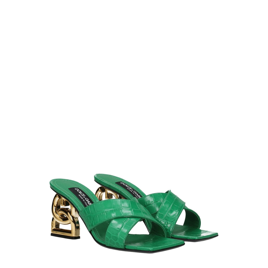 Dolce & Gabbana Green Leather Sandal - Beyzy Store - Dolce & Gabbana