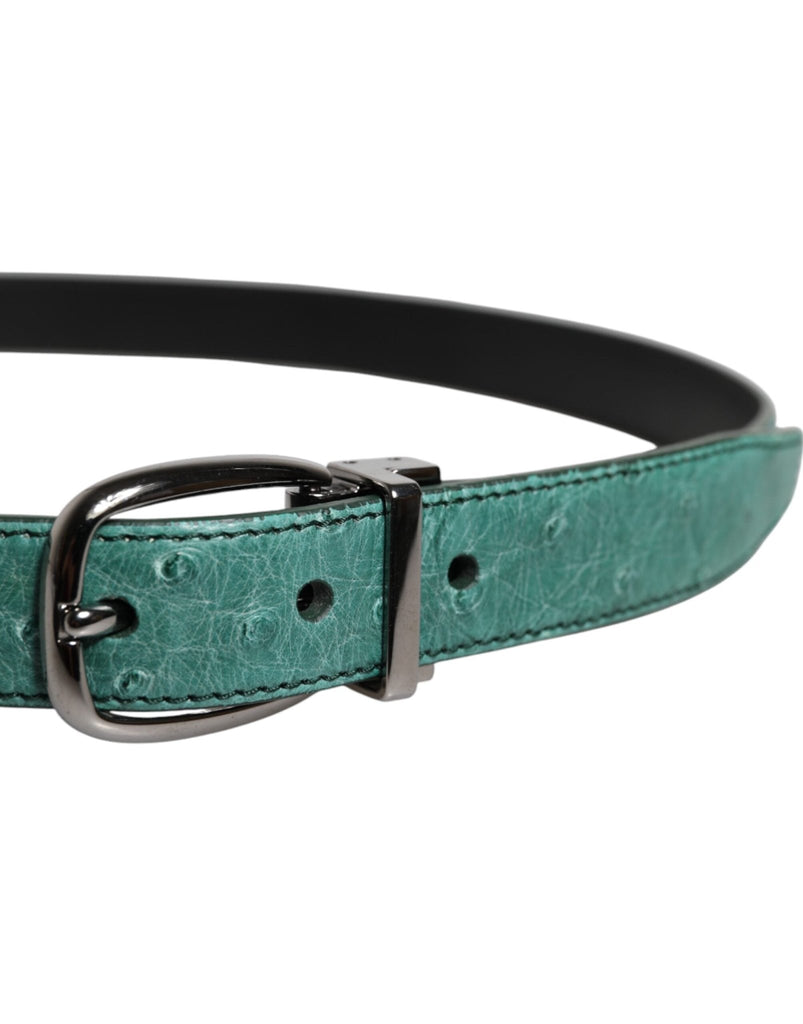 Dolce & Gabbana Green Leather Silver Tone Metal Buckle Belt - Beyzy Store - Dolce & Gabbana