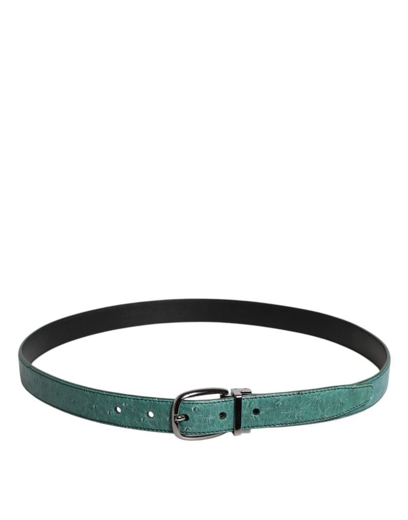 Dolce & Gabbana Green Leather Silver Tone Metal Buckle Belt - Beyzy Store - Dolce & Gabbana