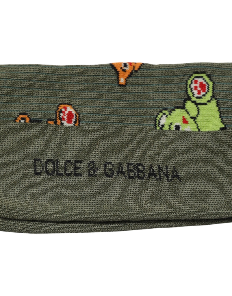 Dolce & Gabbana Green Nylon DG Bear Printed Mid Calf Socks - Beyzy Store - Dolce & Gabbana