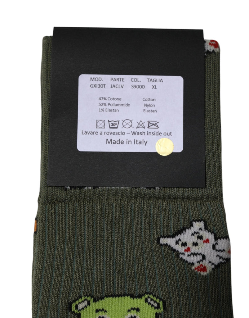 Dolce & Gabbana Green Nylon DG Bear Printed Mid Calf Socks - Beyzy Store - Dolce & Gabbana