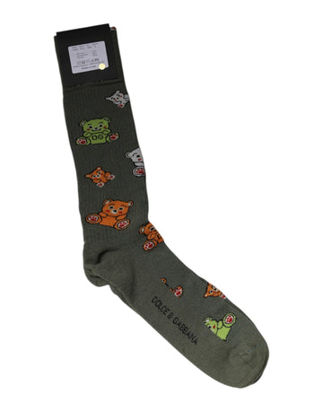 Dolce & Gabbana Green Nylon DG Bear Printed Mid Calf Socks - Beyzy Store - Dolce & Gabbana