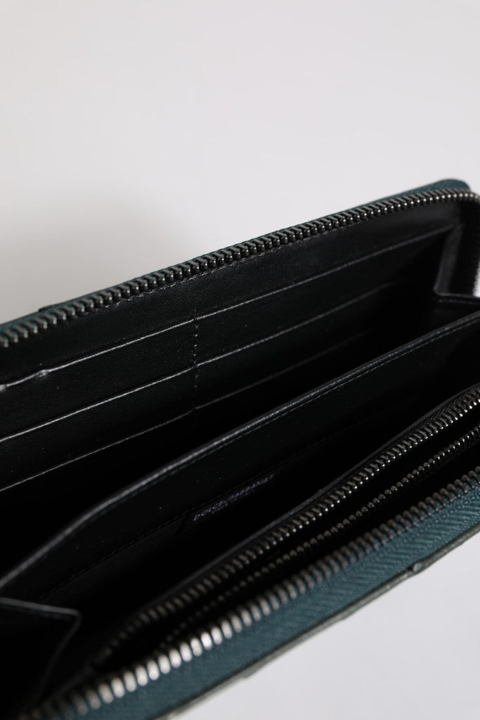 Dolce & Gabbana Green Ostrich Logo Plaque Zip Around Continental Wallet - Beyzy Store - Dolce & Gabbana