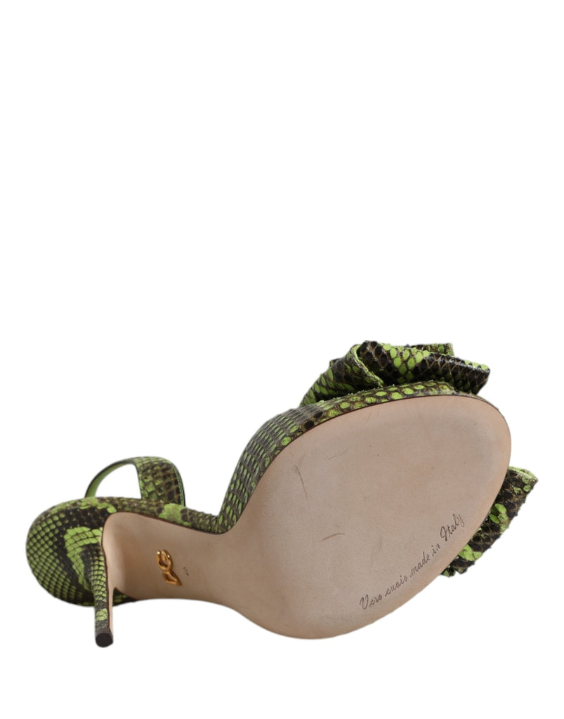 Dolce & Gabbana Green Python Leather Heels Sandals Shoes - Beyzy Store - Dolce & Gabbana