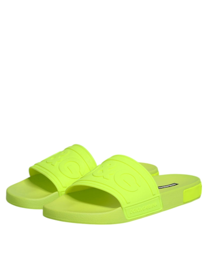 Dolce & Gabbana Green Rubber Slides Sandals Beachwear Shoes - Beyzy Store - Dolce & Gabbana