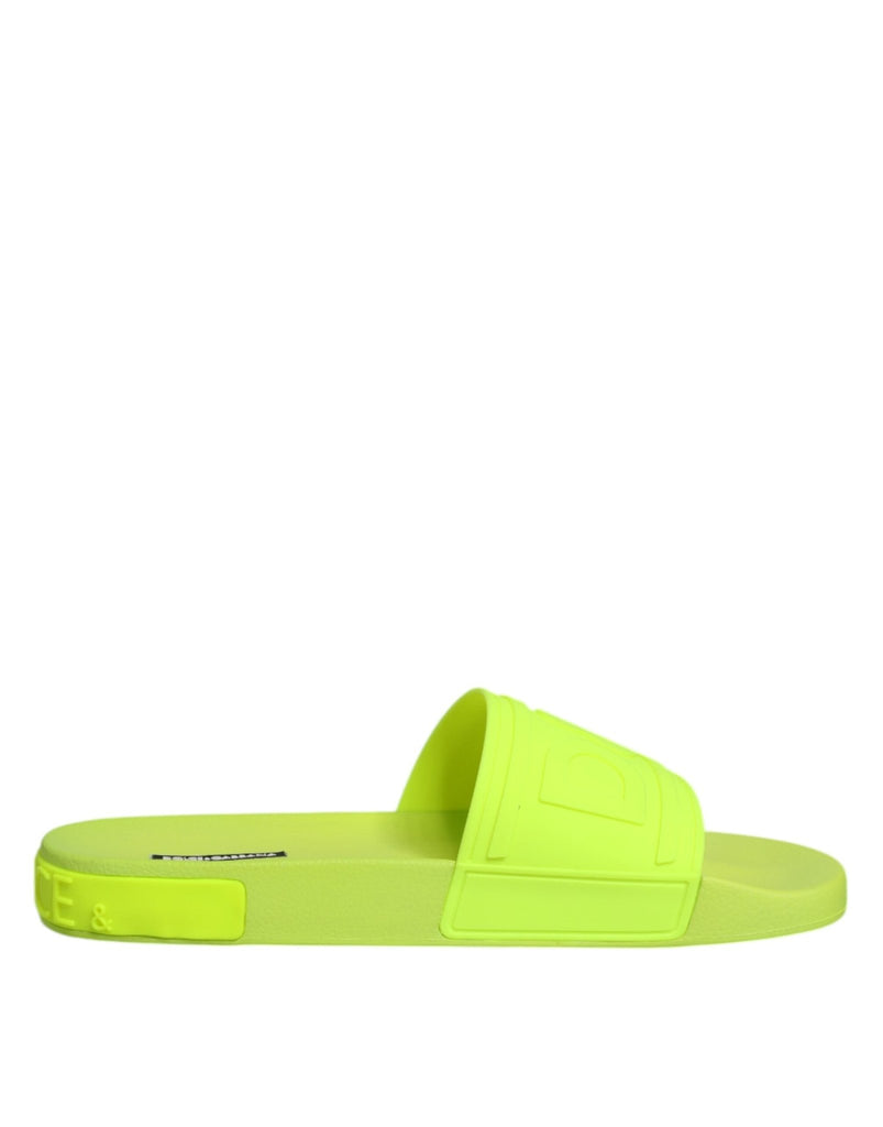 Dolce & Gabbana Green Rubber Slides Sandals Beachwear Shoes - Beyzy Store - Dolce & Gabbana