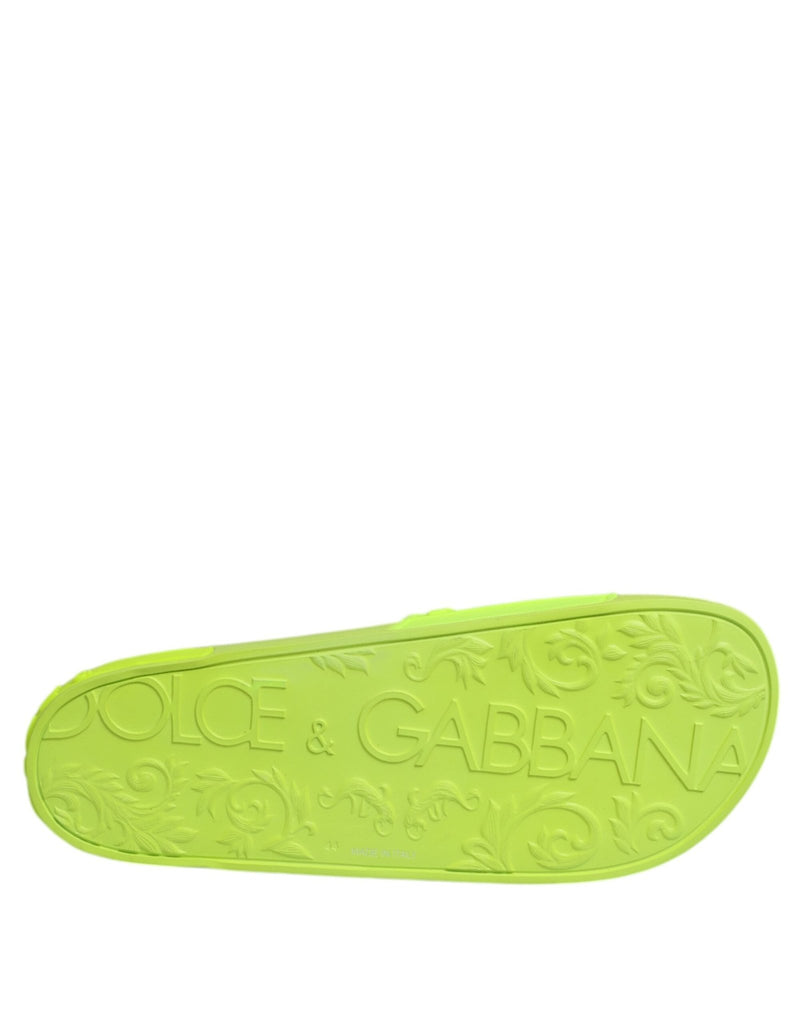 Dolce & Gabbana Green Rubber Slides Sandals Beachwear Shoes - Beyzy Store - Dolce & Gabbana