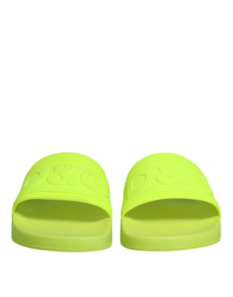 Dolce & Gabbana Green Rubber Slides Sandals Beachwear Shoes - Beyzy Store - Dolce & Gabbana