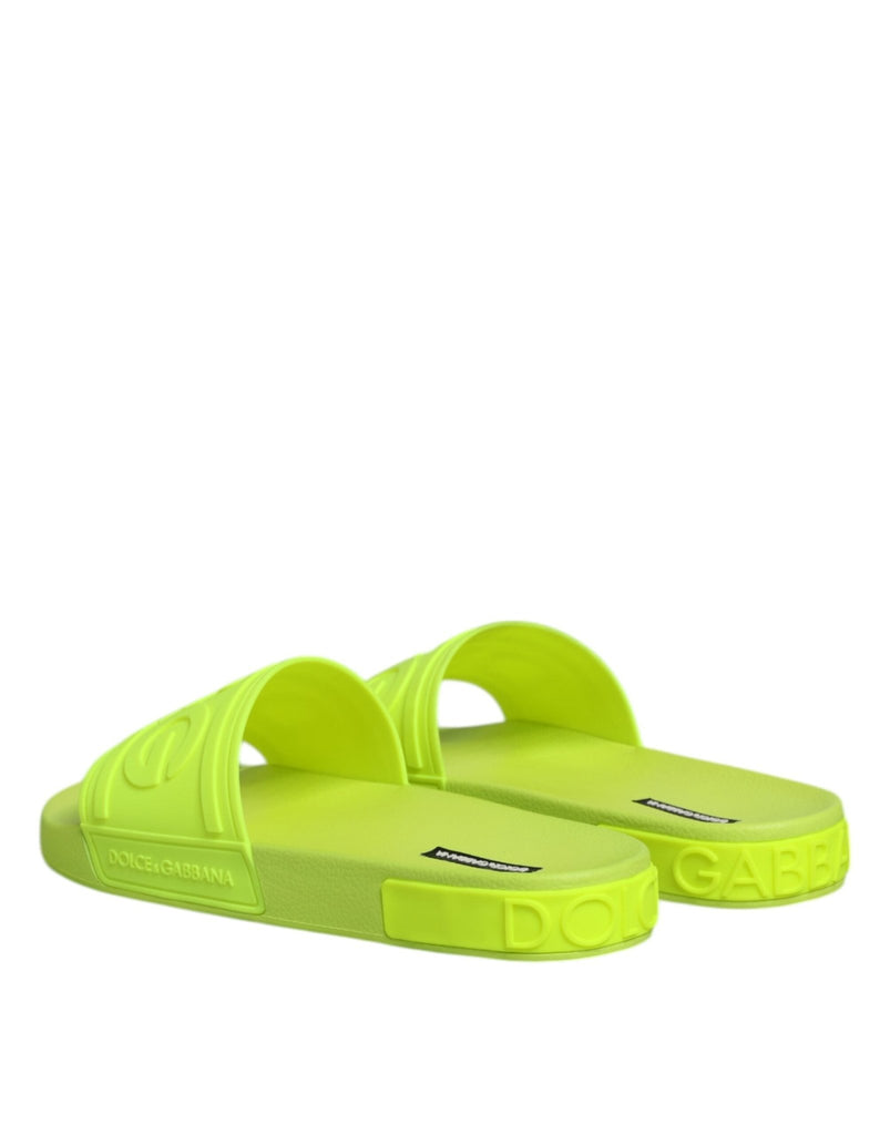 Dolce & Gabbana Green Rubber Slides Sandals Beachwear Shoes - Beyzy Store - Dolce & Gabbana