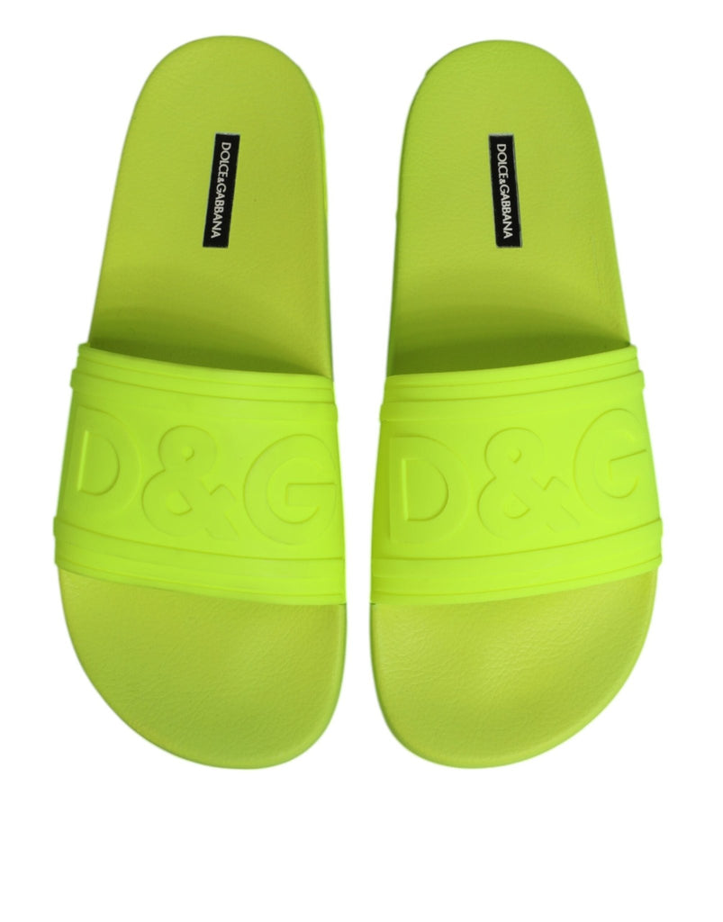 Dolce & Gabbana Green Rubber Slides Sandals Beachwear Shoes - Beyzy Store - Dolce & Gabbana
