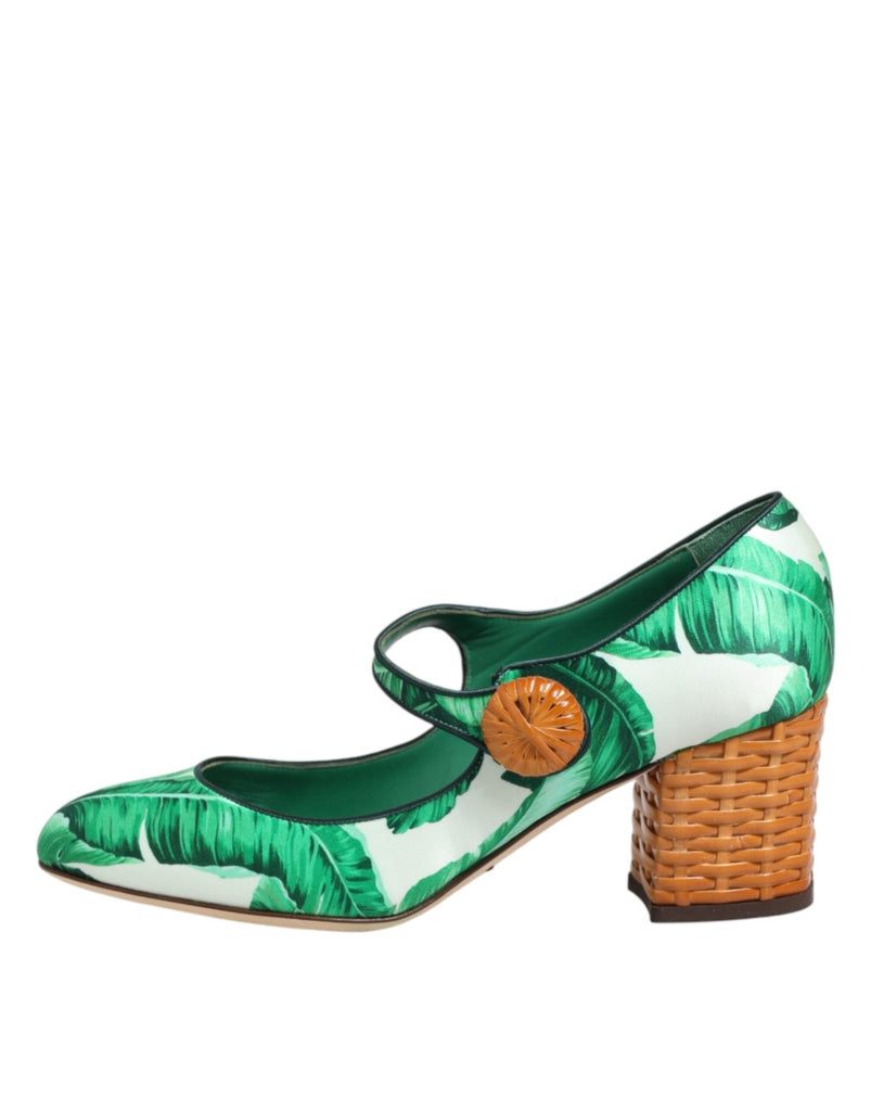 Dolce & Gabbana Green Silk MARY JANES Leaf Sandals Shoes - Beyzy Store - Dolce & Gabbana