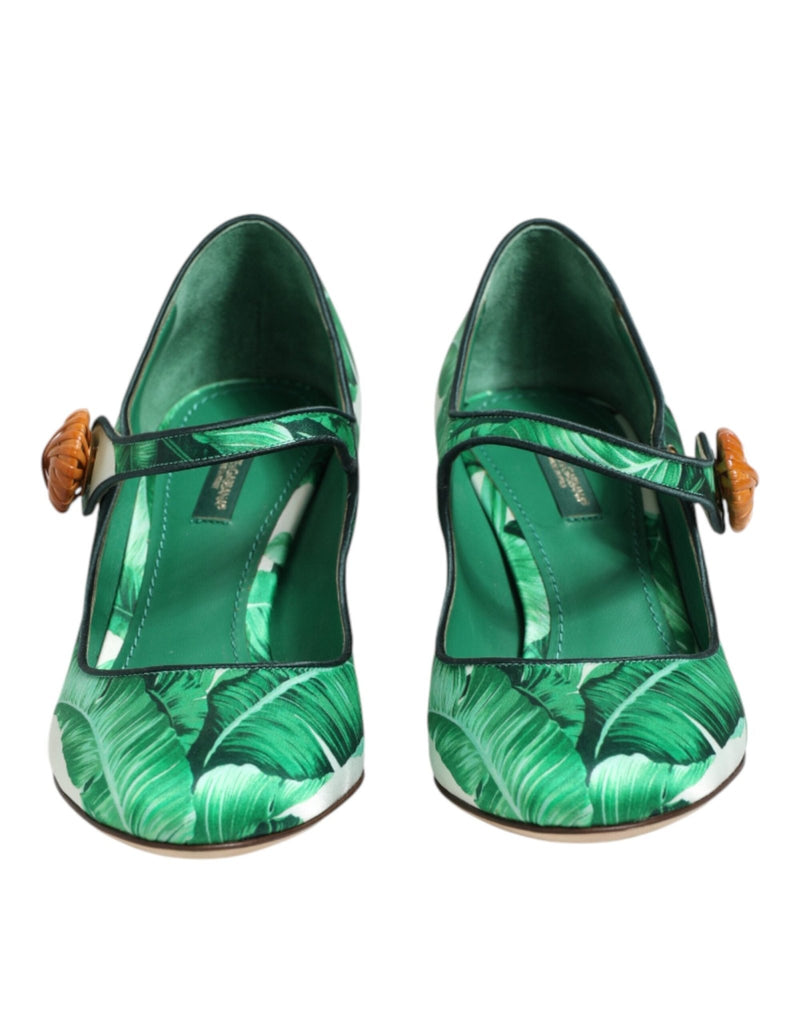 Dolce & Gabbana Green Silk MARY JANES Leaf Sandals Shoes - Beyzy Store - Dolce & Gabbana