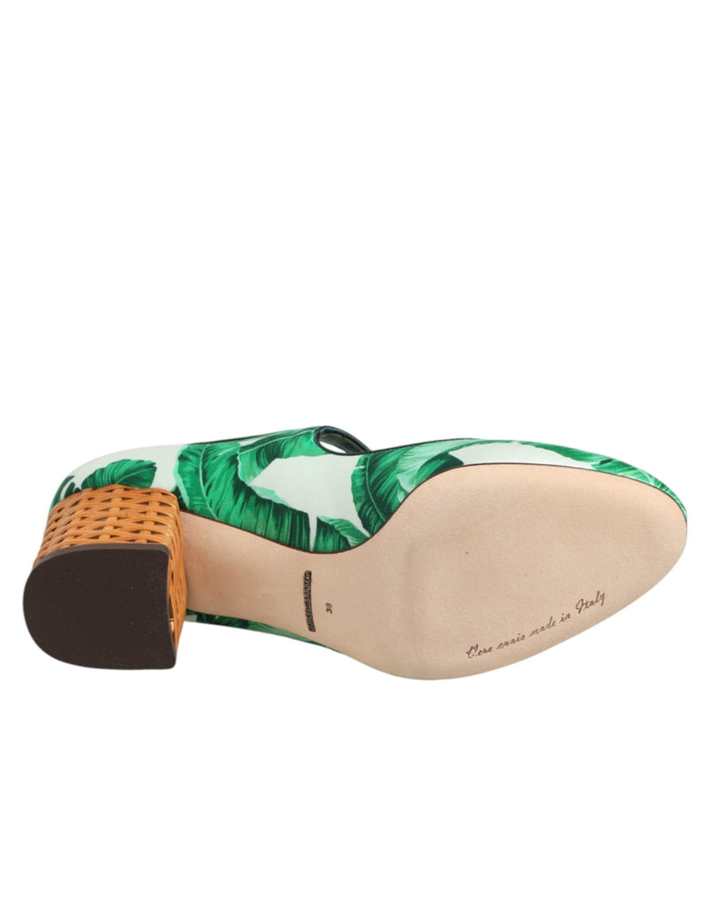 Dolce & Gabbana Green Silk MARY JANES Leaf Sandals Shoes - Beyzy Store - Dolce & Gabbana