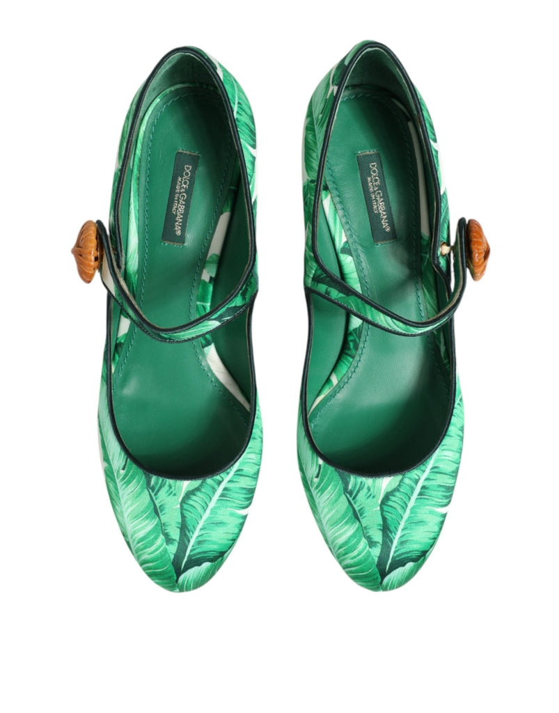 Dolce & Gabbana Green Silk MARY JANES Leaf Sandals Shoes - Beyzy Store - Dolce & Gabbana