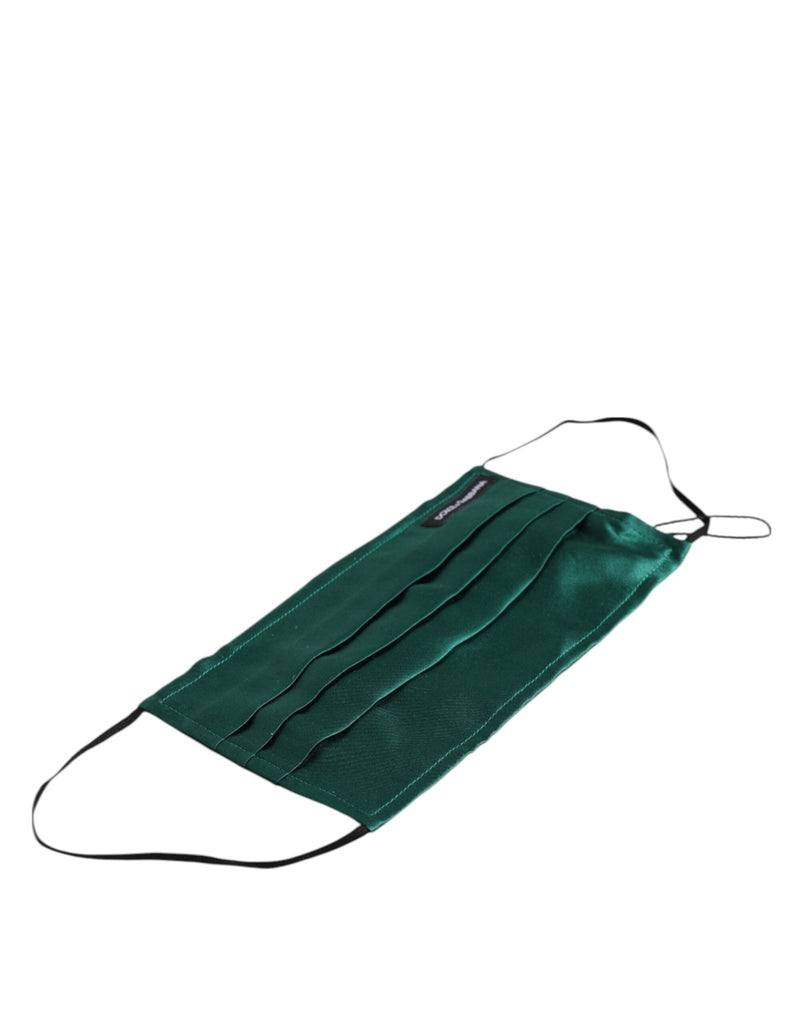 Dolce & Gabbana Green Silk Pleated Elastic Ear Strap Face Mask - Beyzy Store - Dolce & Gabbana