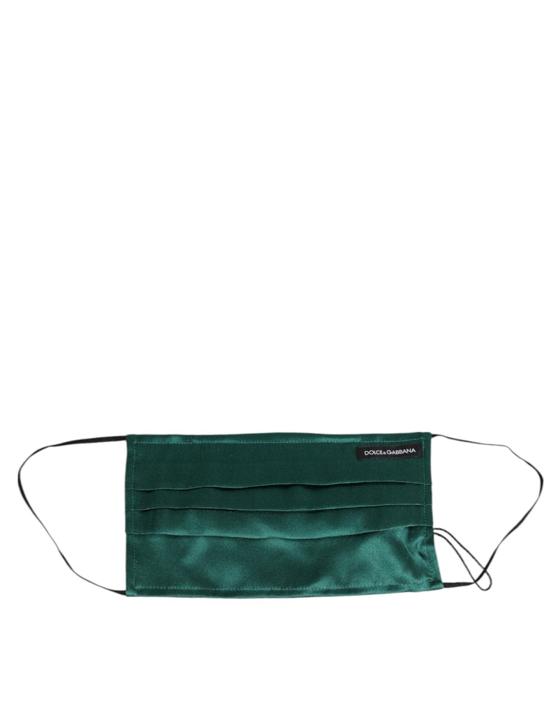 Dolce & Gabbana Green Silk Pleated Elastic Ear Strap Face Mask - Beyzy Store - Dolce & Gabbana