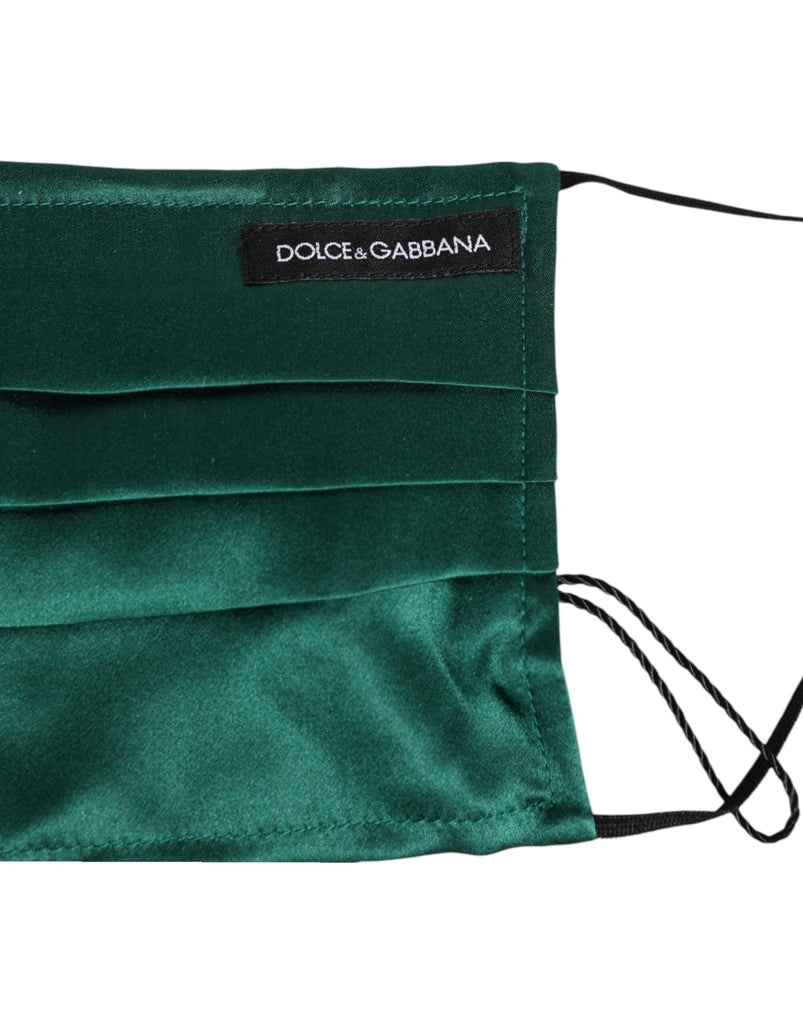 Dolce & Gabbana Green Silk Pleated Elastic Ear Strap Face Mask - Beyzy Store - Dolce & Gabbana