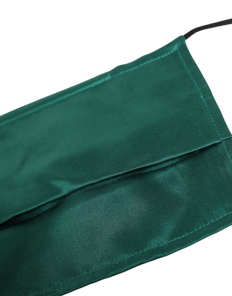 Dolce & Gabbana Green Silk Pleated Elastic Ear Strap Face Mask - Beyzy Store - Dolce & Gabbana