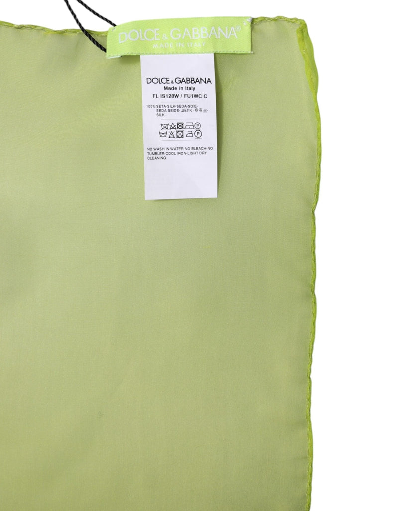 Dolce & Gabbana Green Silk Rectangle Wrap Shawl Neck Warmer Scarf - Beyzy Store - Dolce & Gabbana