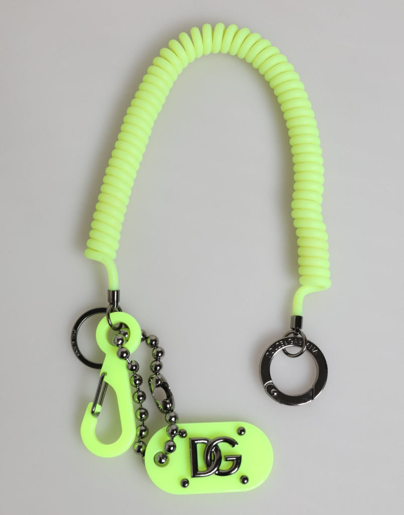 Dolce & Gabbana Green Springy Key Holder DG Logo Men's Keychain - Beyzy Store - Dolce & Gabbana