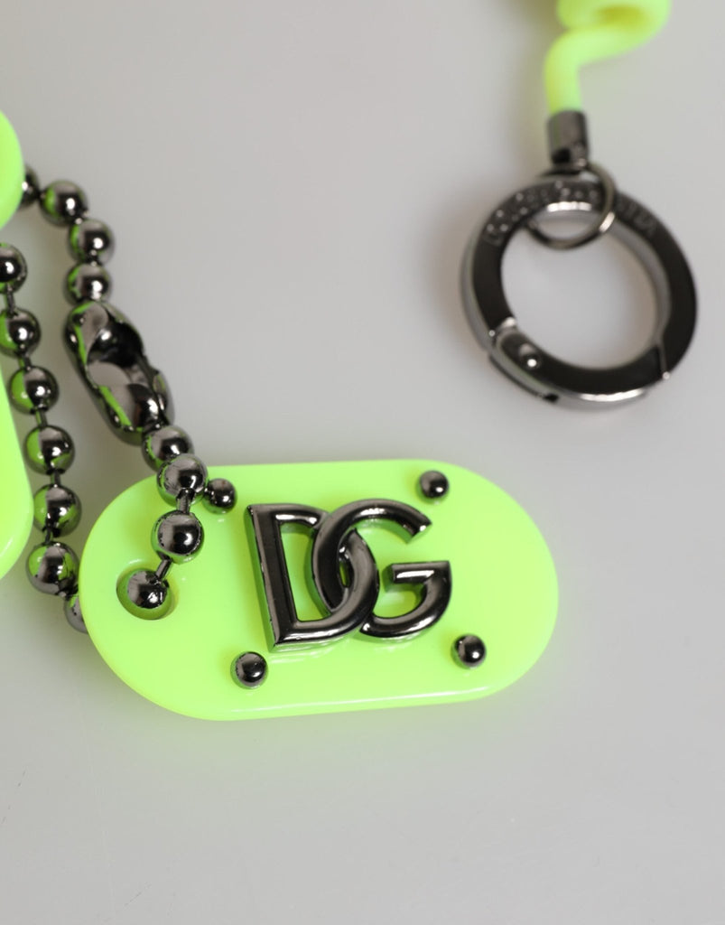 Dolce & Gabbana Green Springy Key Holder DG Logo Men's Keychain - Beyzy Store - Dolce & Gabbana
