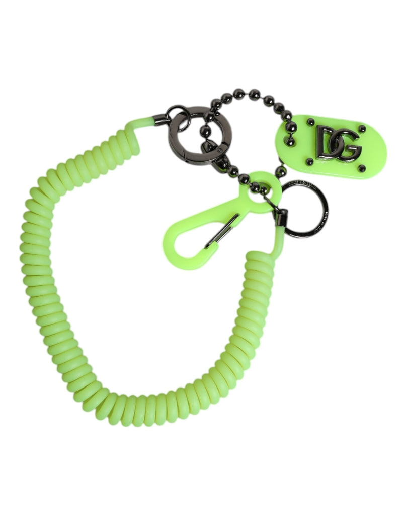 Dolce & Gabbana Green Springy Key Holder DG Logo Men's Keychain Keyring - Beyzy Store - Dolce & Gabbana