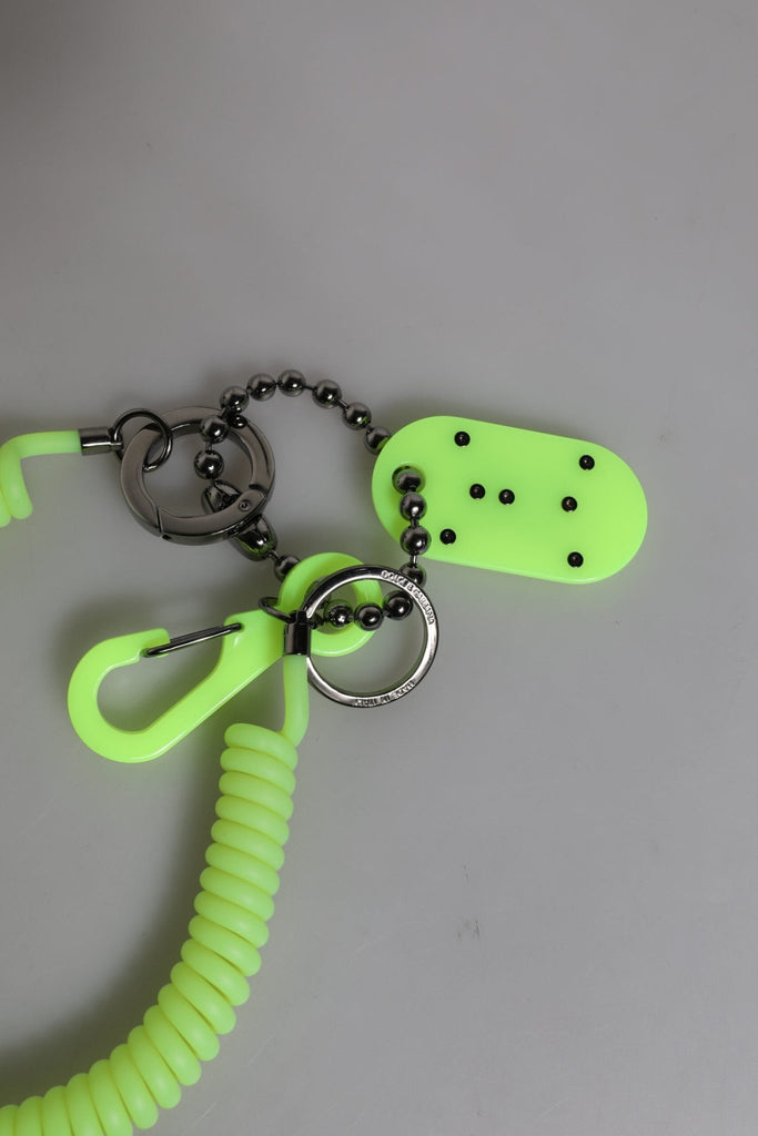 Dolce & Gabbana Green Springy Key Holder DG Logo Men's Keychain Keyring - Beyzy Store - Dolce & Gabbana