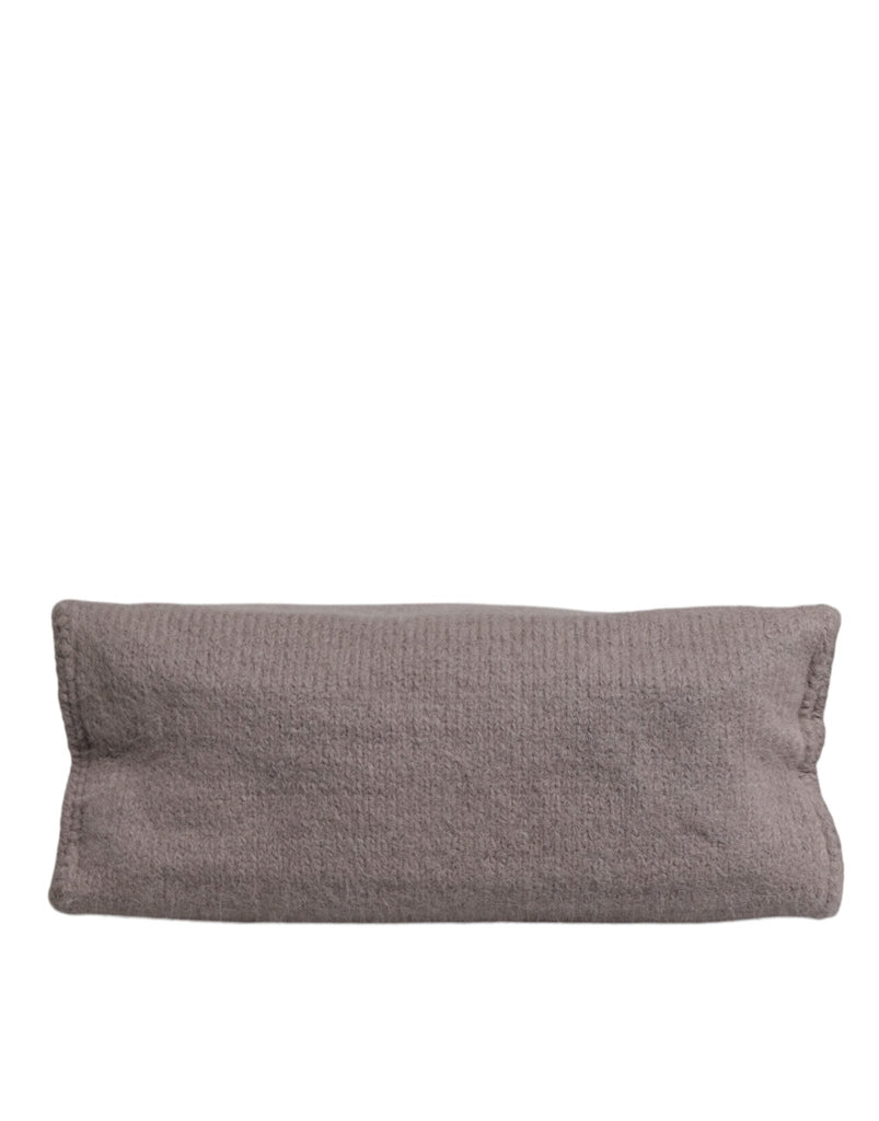 Dolce & Gabbana Grey Alpaca Wool Logo Plaque Tote Shoulder Bag - Beyzy Store - Dolce & Gabbana