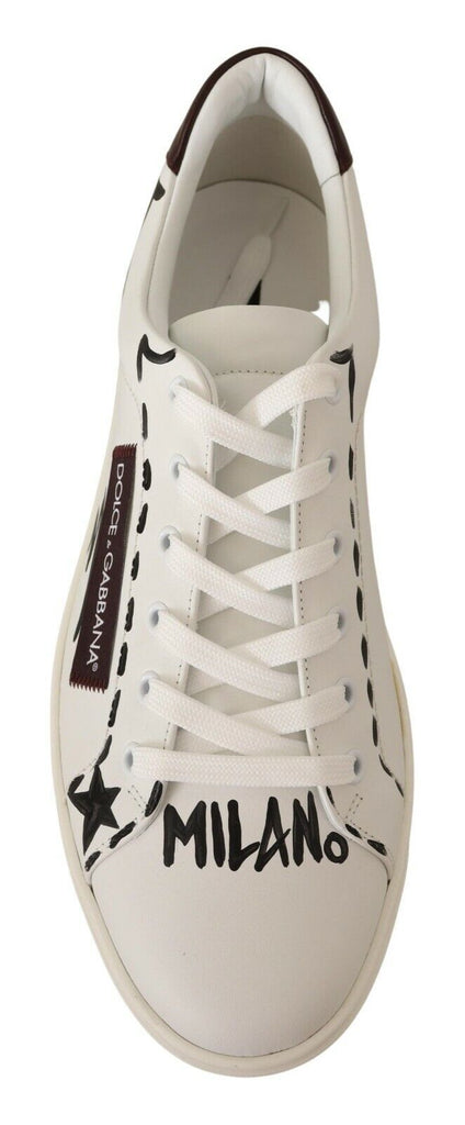 Dolce & Gabbana Italian Casual Leather Sneakers in White & Bordeaux - Beyzy Store - Dolce & Gabbana