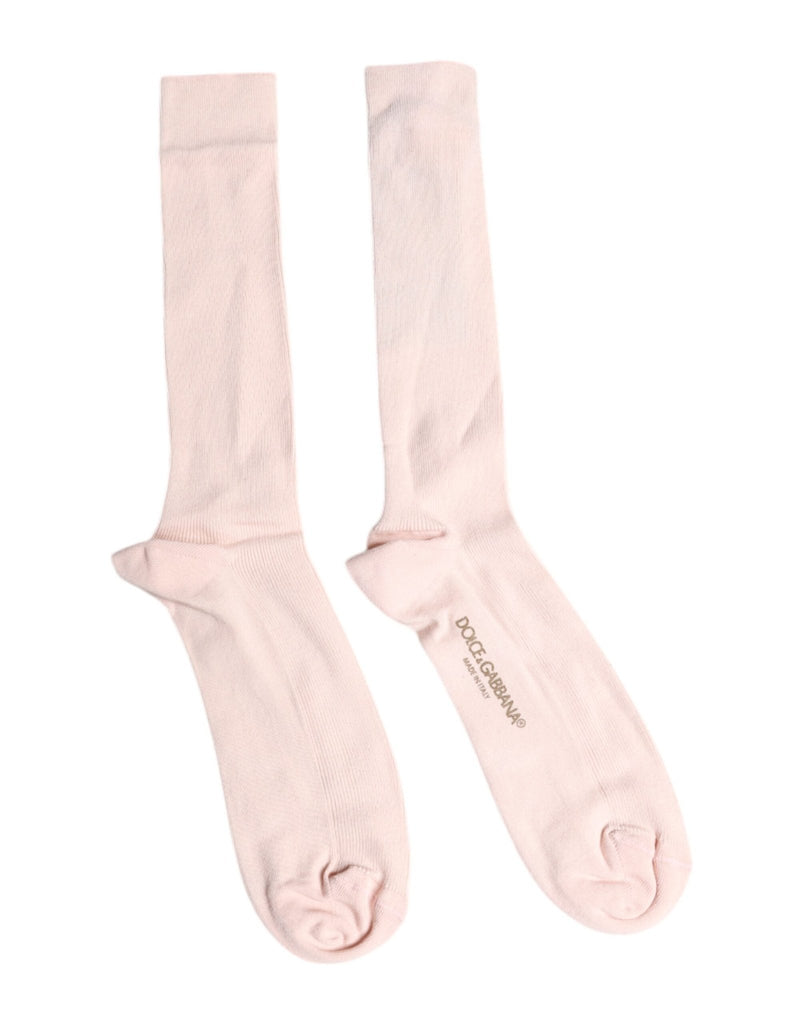 Dolce & Gabbana Ivory Cotton Stretch Logo Over Calf Socks - Beyzy Store - Dolce & Gabbana