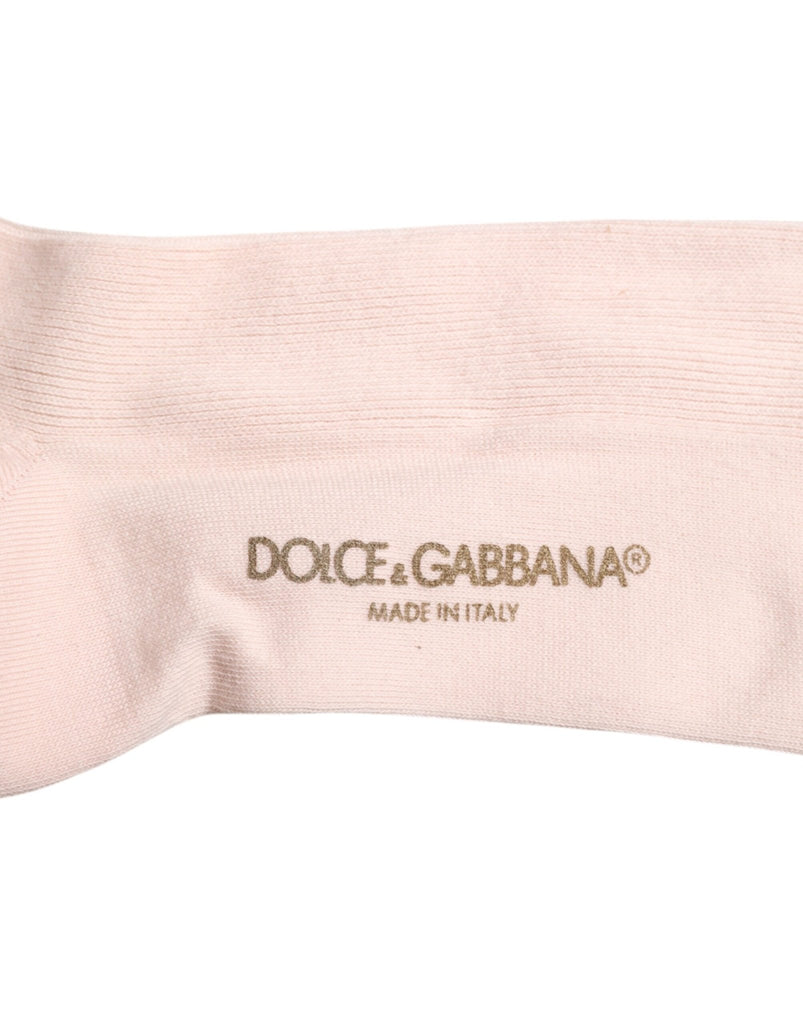 Dolce & Gabbana Ivory Cotton Stretch Logo Over Calf Socks - Beyzy Store - Dolce & Gabbana