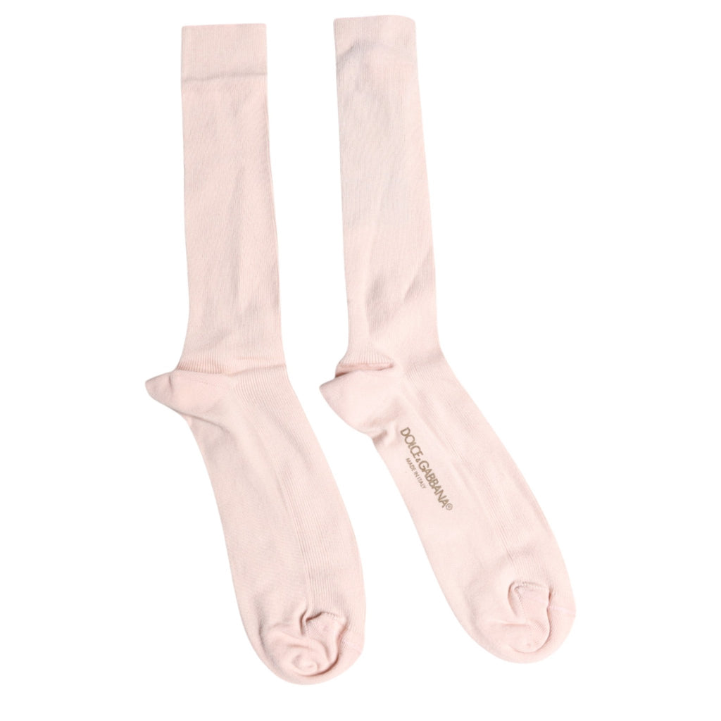 Dolce & Gabbana Ivory Cotton Stretch Logo Over Calf Socks - Beyzy Store - Dolce & Gabbana
