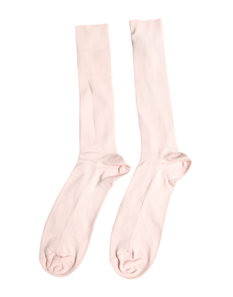 Dolce & Gabbana Ivory Cotton Stretch Logo Over Calf Socks - Beyzy Store - Dolce & Gabbana