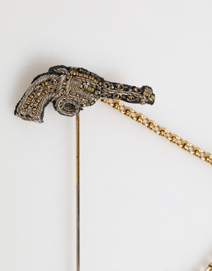 Dolce & Gabbana Lapel Pin Brass Copper Revolver Men Accessories Brooch - Beyzy Store - Dolce & Gabbana