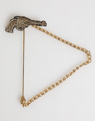Dolce & Gabbana Lapel Pin Brass Copper Revolver Men Accessories Brooch - Beyzy Store - Dolce & Gabbana