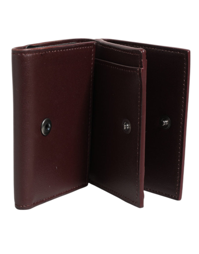 Dolce & Gabbana Leather Embossed Logo Trifold Men Card Holder Dark Brown - Beyzy Store - Dolce & Gabbana