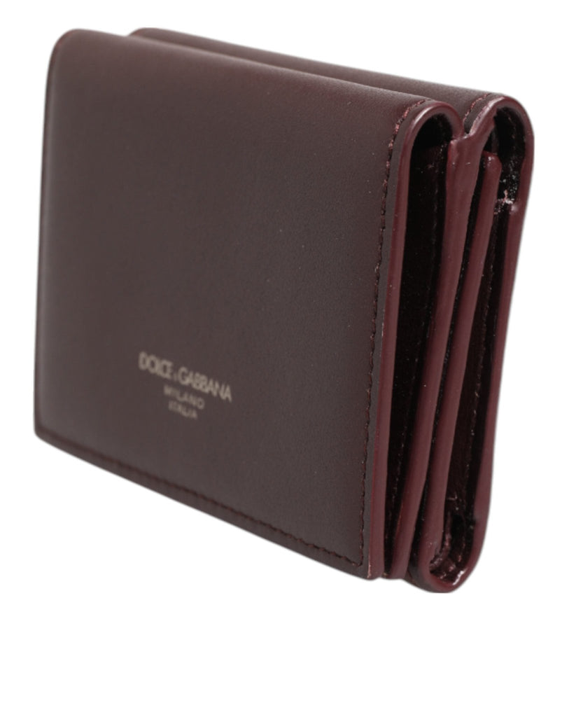 Dolce & Gabbana Leather Embossed Logo Trifold Men Card Holder Dark Brown - Beyzy Store - Dolce & Gabbana