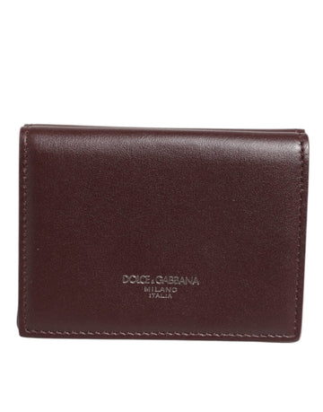 Dolce & Gabbana Leather Embossed Logo Trifold Men Card Holder Dark Brown - Beyzy Store - Dolce & Gabbana