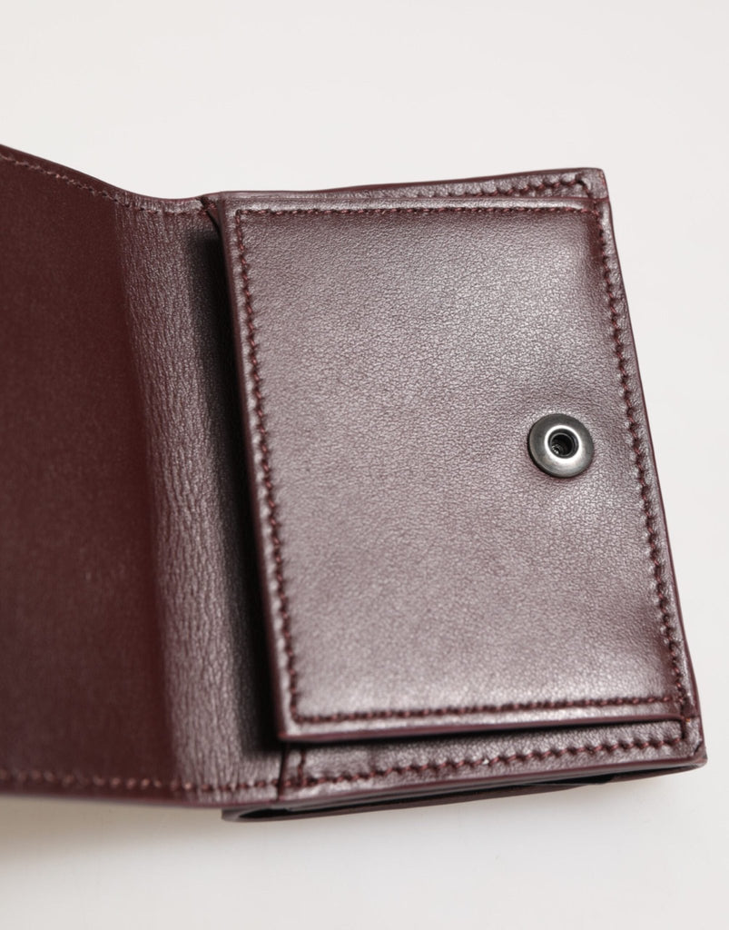 Dolce & Gabbana Leather Embossed Logo Trifold Men Card Holder Dark Brown - Beyzy Store - Dolce & Gabbana