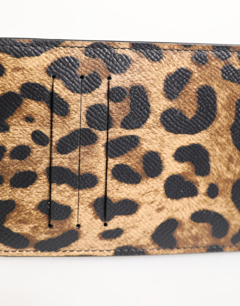 Dolce & Gabbana Leopard Print Leather Embossed Lanyard Card Holder Wallet - Beyzy Store - Dolce & Gabbana