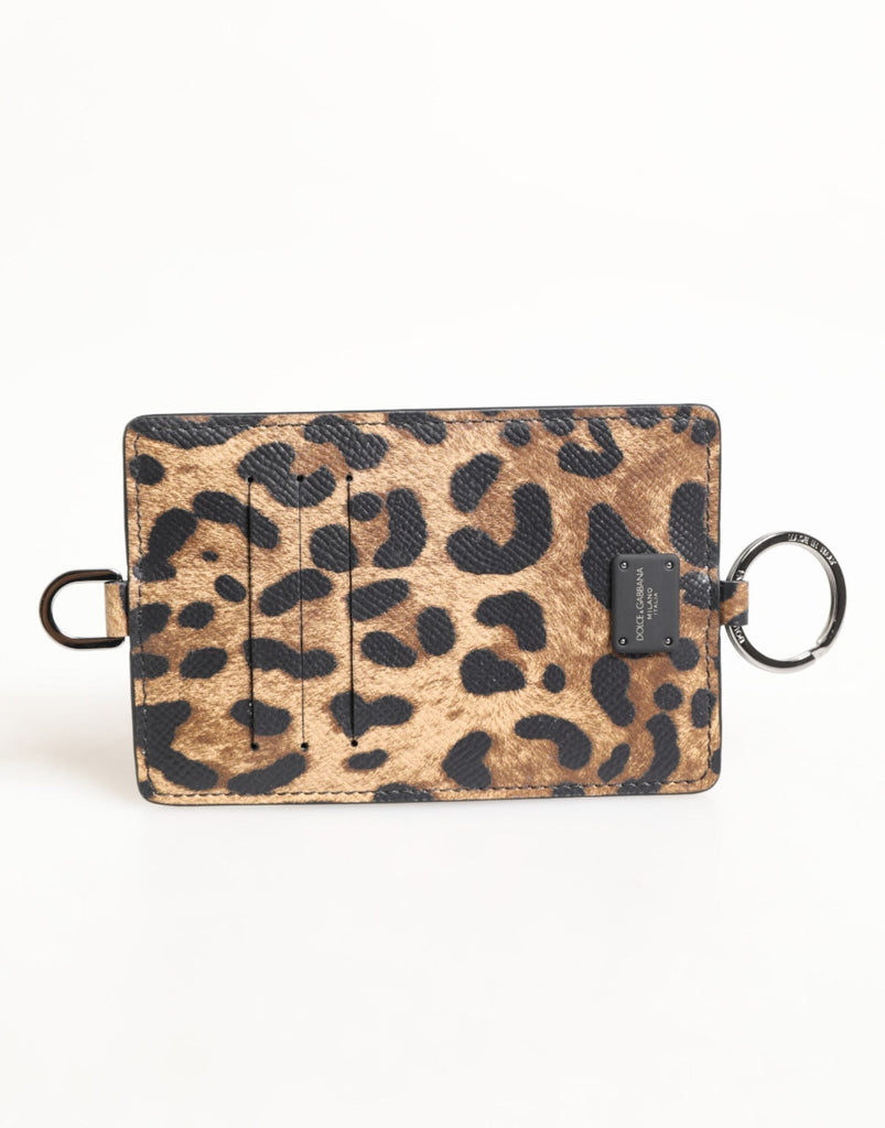 Dolce & Gabbana Leopard Print Leather Embossed Lanyard Card Holder Wallet - Beyzy Store - Dolce & Gabbana