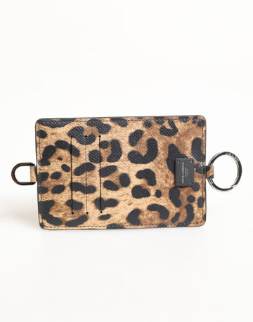 Dolce & Gabbana Leopard Print Leather Embossed Lanyard Card Holder Wallet - Beyzy Store - Dolce & Gabbana