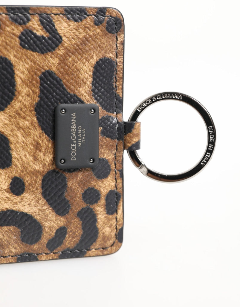 Dolce & Gabbana Leopard Print Leather Embossed Lanyard Card Holder Wallet - Beyzy Store - Dolce & Gabbana