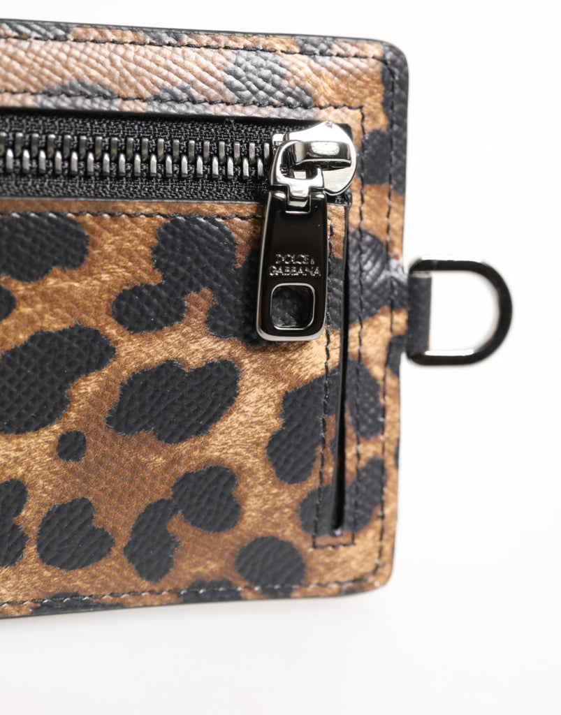 Dolce & Gabbana Leopard Print Leather Embossed Lanyard Card Holder Wallet - Beyzy Store - Dolce & Gabbana