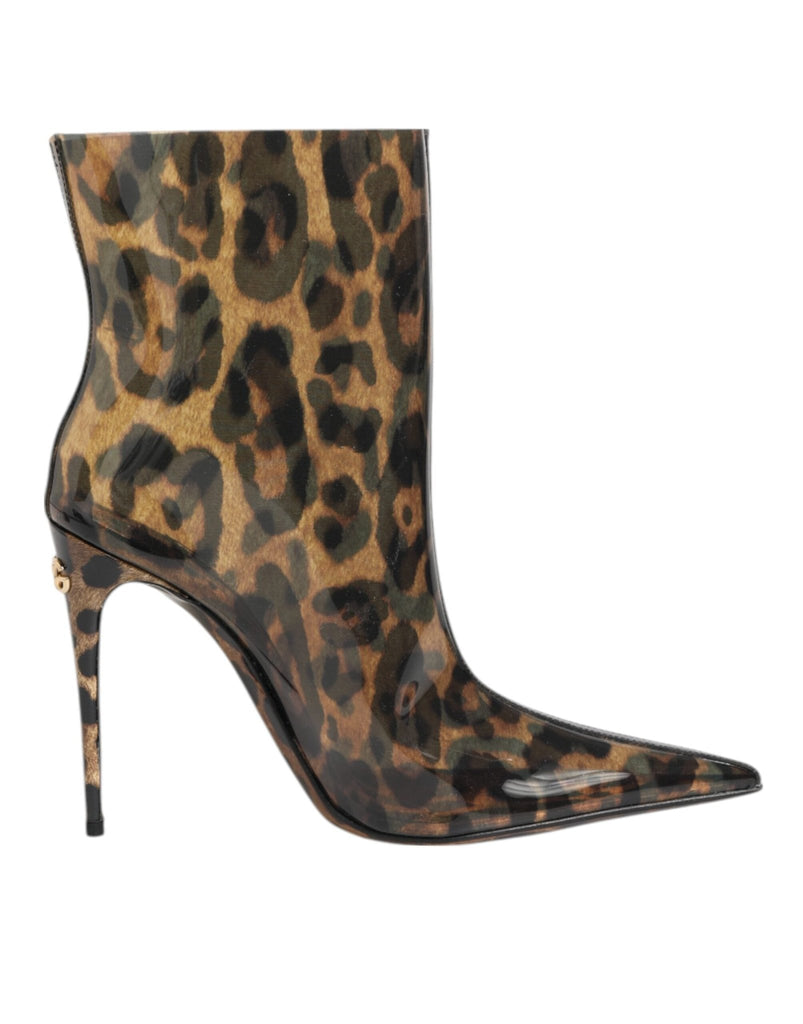 Dolce & Gabbana Leopard Print PVC Pointed Toe Boots Shoes - Beyzy Store - Dolce & Gabbana