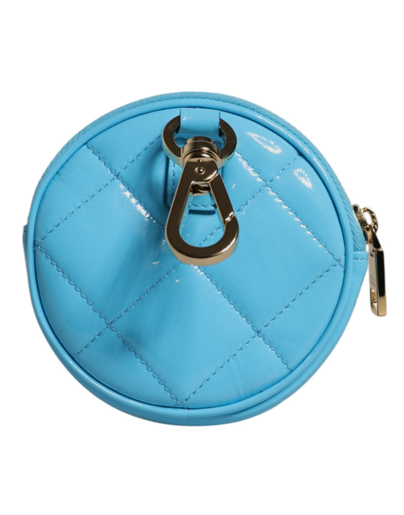 Dolce & Gabbana Light Blue Lamb Leather DG Crystal Round Coin Purse Wallet - Beyzy Store - Dolce & Gabbana